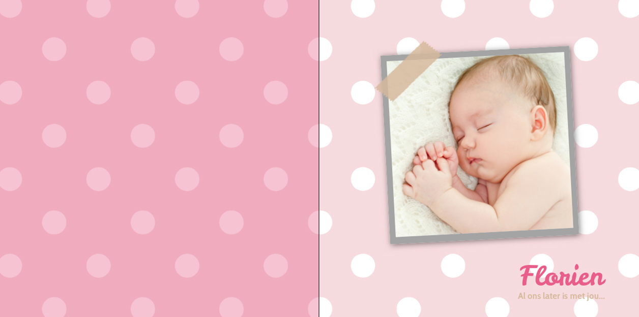 Roze geboortekaart met foto